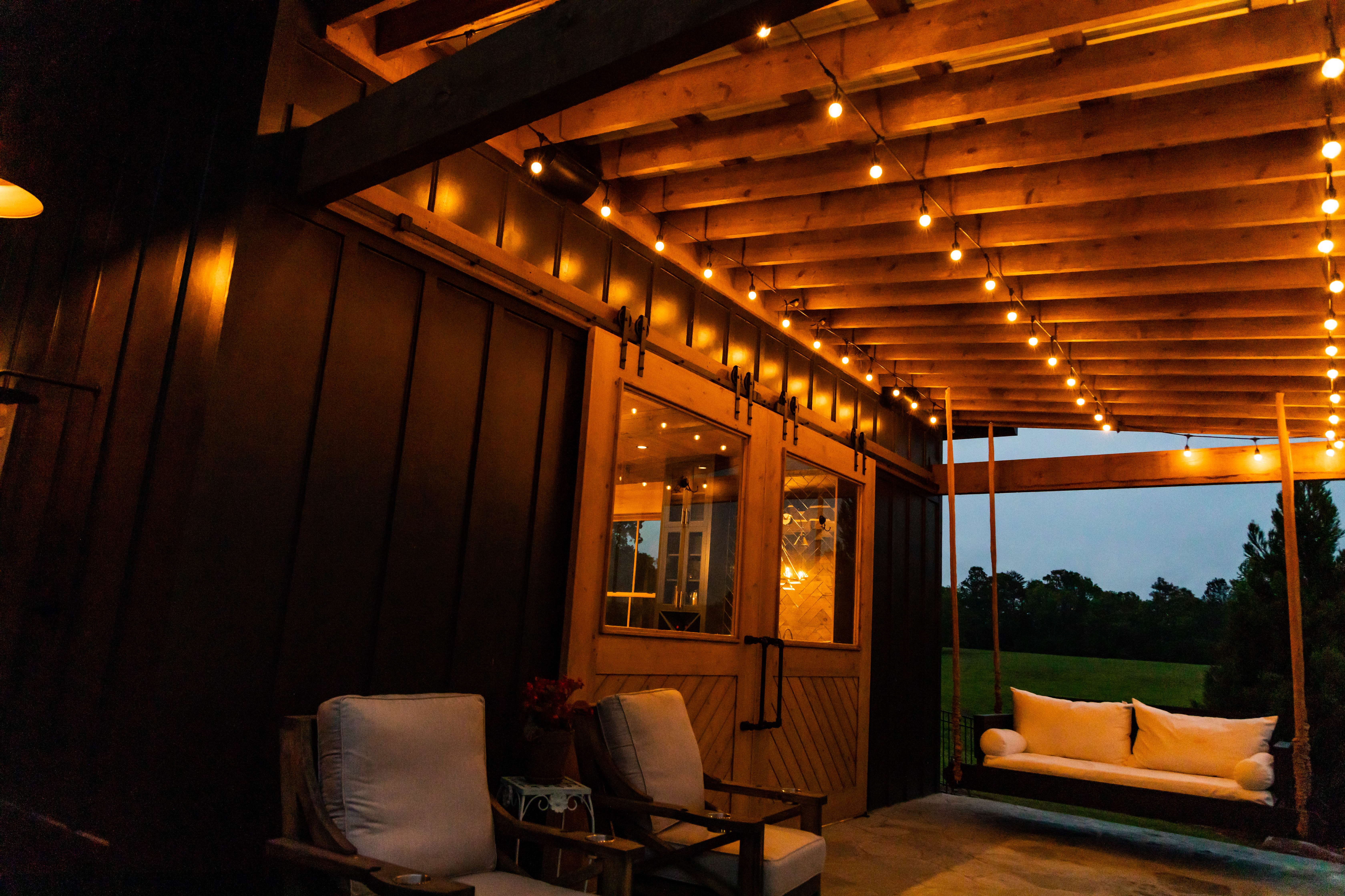 Pergola with warm ambient lighting