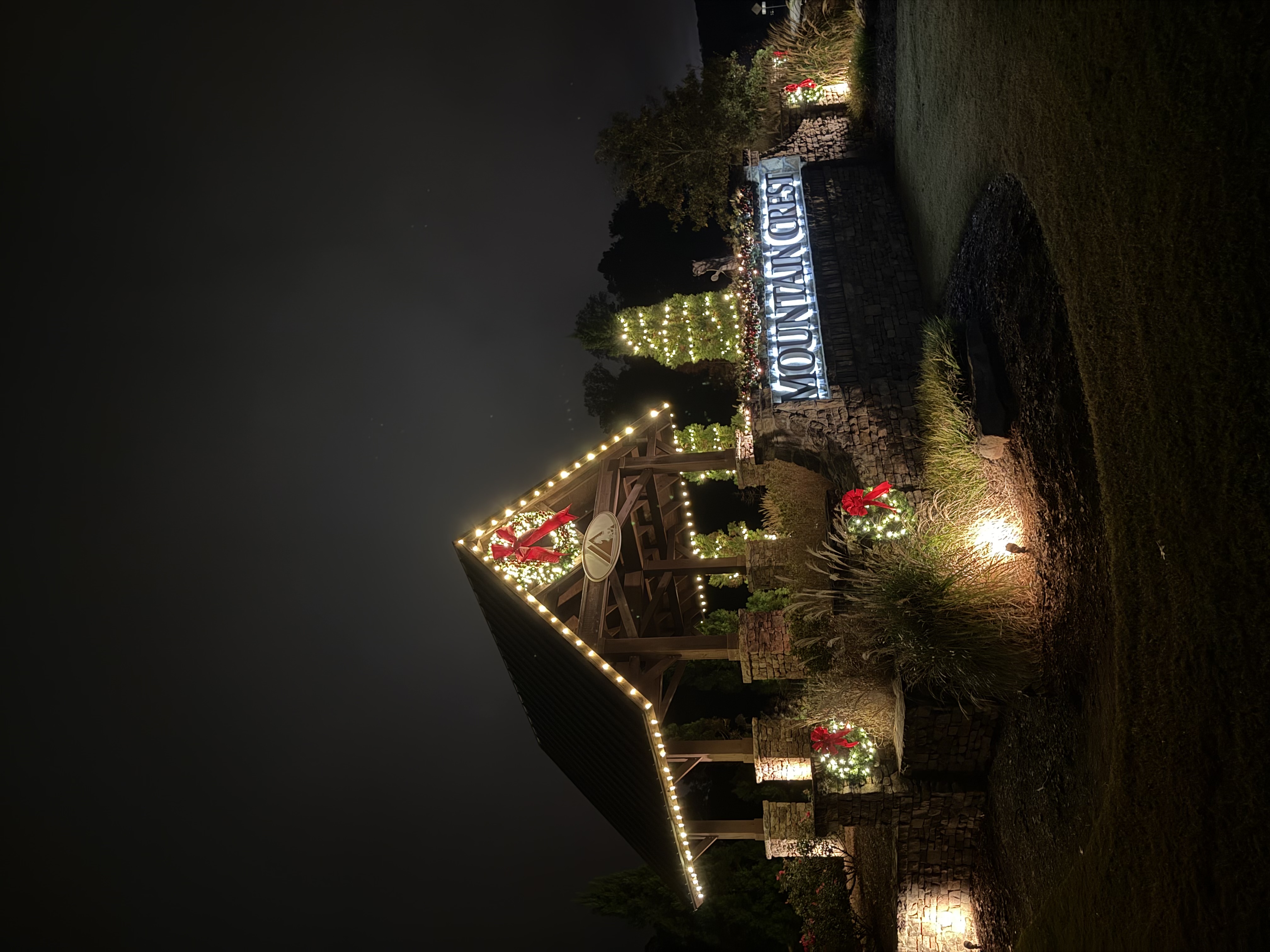 Modern home exterior at night